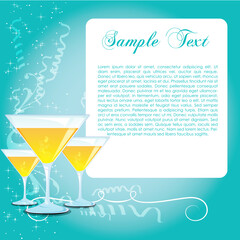 illustration of celebrate card with wine glasses