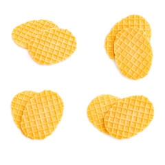  Set of a Crispy waffles isolated on white background, Homemade waffles