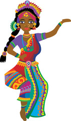 Hindu Indian Woman dancing-vector