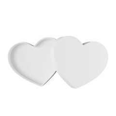 Heart paper box looks beautiful and clean on white background. Valentine's day theme, love iconic, Ideas for gift, art, design, decoration, perfect for presenting 3D rendering box model advertisements