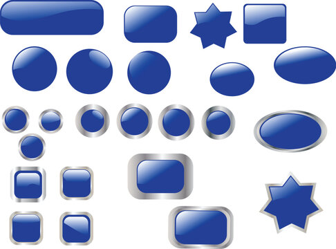 collection of blue buttons - vector