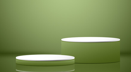 Vector realictic podium on green background for advertising, websites, online store, product display, minimal scene room.