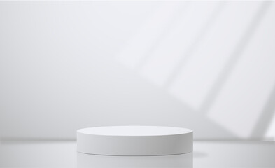 Vector realictic podium on white background for advertising, websites, online store, product display, minimal scene room.