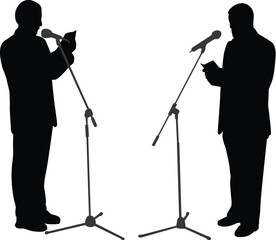 silhouettes of men public speaking - vector