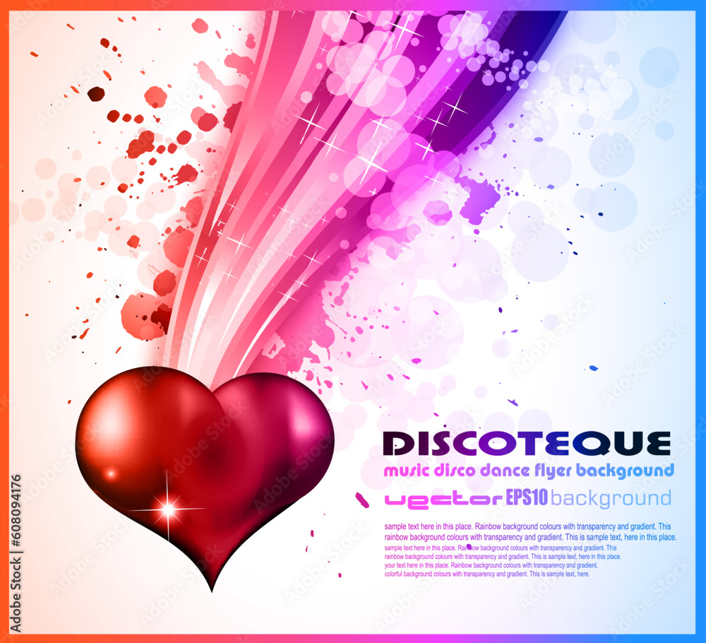 Sticker Abstract DISCO Background For Valentine's day Flyer