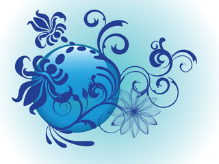 vector eps10 illustration of a glass button with floral elements
