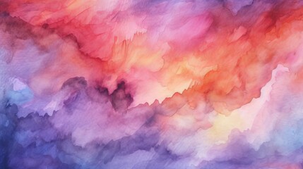 to start with watercolor foundation sunset sky orange purple. Illustration, AI Generated