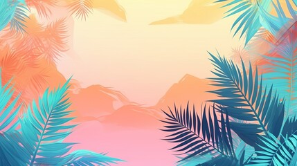 Obraz na płótnie Canvas Summer tropical pastel establishment with palm. Illustration, AI Generated
