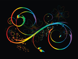 vector eps10 illustration of a floral rainbow background