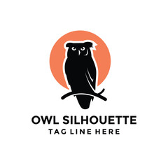 Vector Logo moonlit owl silhouette