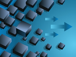 An image of floating boxes business chart slide.