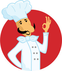 Vector picture of italian chef in red circle