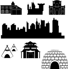 Vector. Set of different types of houses.