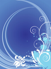 vector illustration eps10 of floral elements on an abstract blue background