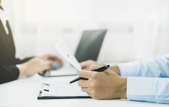 HR Manager Talks To Job Applicants For Job Interviews About Careers And Her Personal History In The Company. Employment And Recruitment Concepts