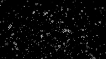 Winter snow snowflakes on black background. 