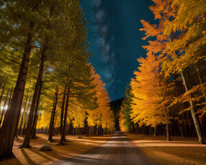 autumn night in the forest