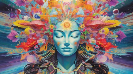 Obraz premium mind-bending psychedelic representation of God
