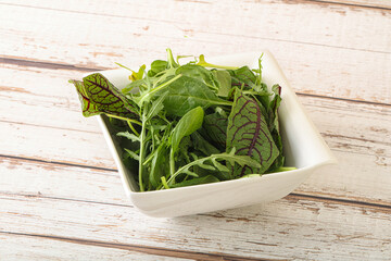 Green mix salad in the bowl