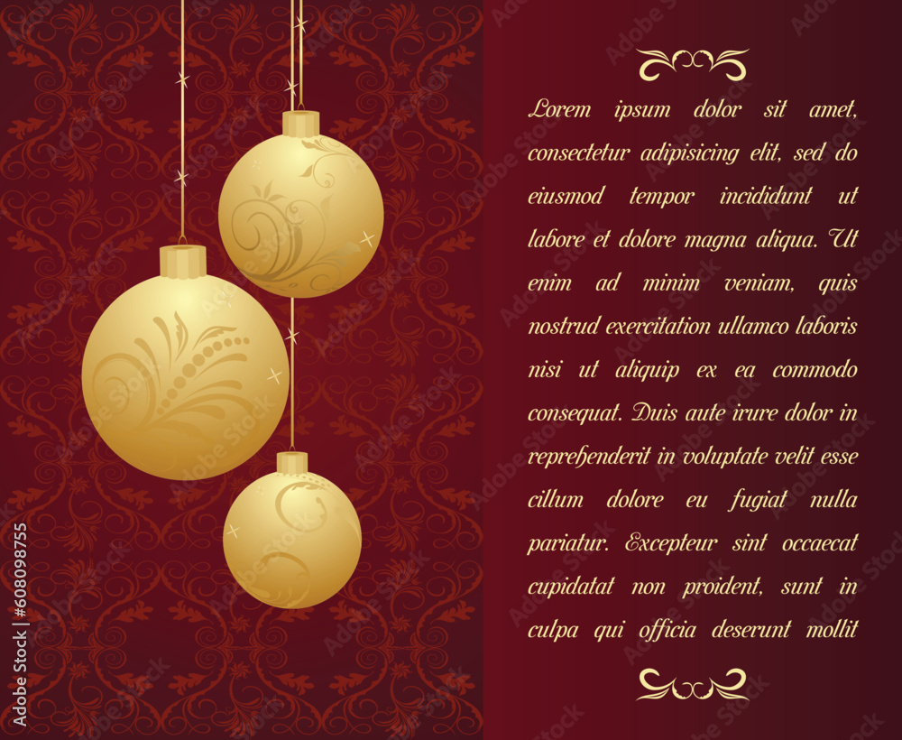 Canvas Prints christmas background with gold balls. vector