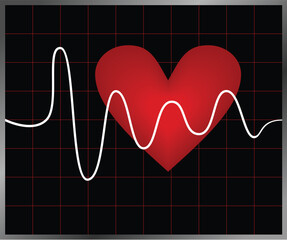 Editable background with heart and heartbeat symbol. Vector