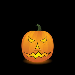 Halloween pumpkin isolated on black background. Vector