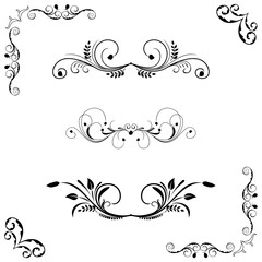 Set of floral frame and border. Vector