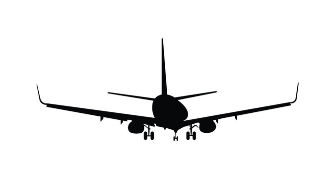 Vector illustration of silhouette aircraft is isolated on white background