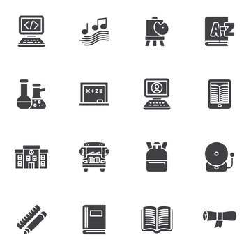 Education and school line icons set