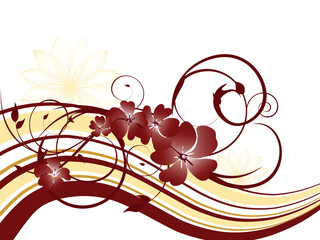 vector eps10 illustration of floral elements on colorful waves