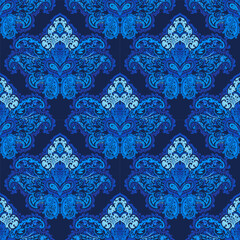 Blooming flowers, exotic paisley design pattern