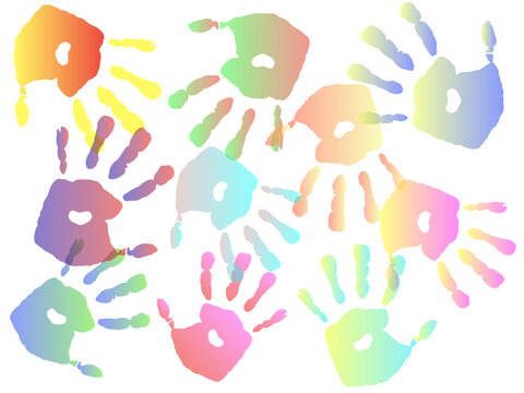 vector eps10 illustration of transparent colorful hand prints