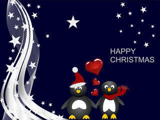 Naklejka premium vector eps10 illustration of penguins on a christmas background