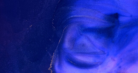 Blue shiny flow paint abstract backdrop. Swirl, flow Bright blue fluid art. Colors ink in motion. Purple-blue mix, splash liquid. Colorful shimmering acrylic. Floating glow particle. Sparkle shine 