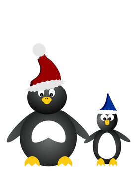vector eps10 illustration of father and son penguin
