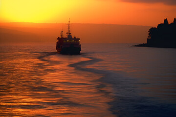 Obraz premium ship in the sunset