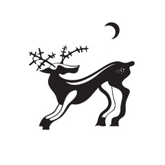 Black vector illustration of a deer.