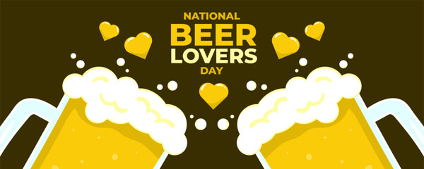 National Beer Lovers Day on 07 September Banner Background. Horizontal Banner Template Design. Vector Illustration