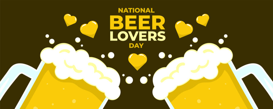 National Beer Lovers Day on 07 September Banner Background. Horizontal Banner Template Design. Vector Illustration