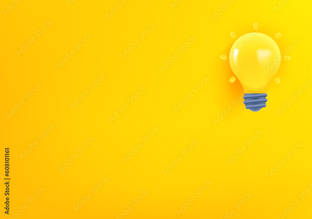 Poster Vector wallpaper with lighting bulb icon. 3d vector background with copy space