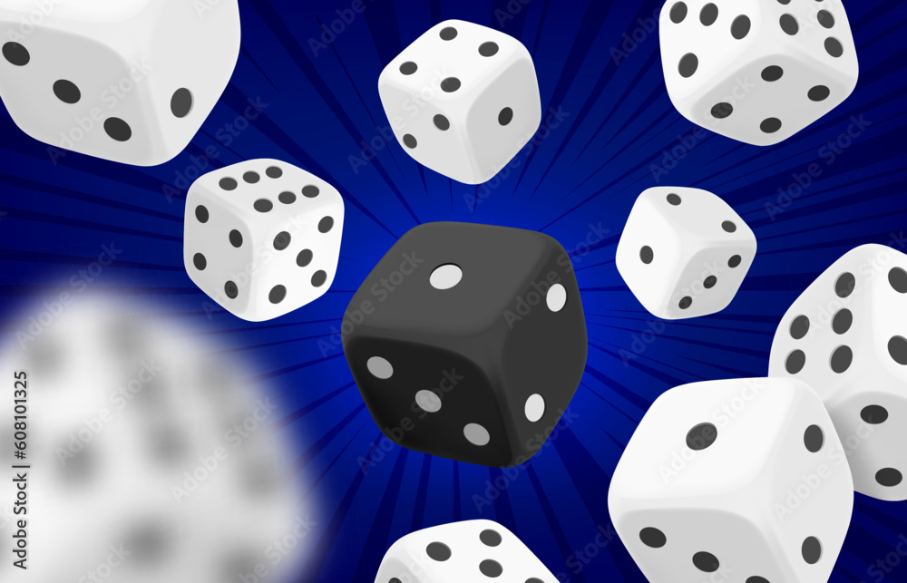 Poster casino game concept with dice. 3d vector concept