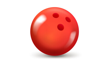 Red bowling ball isolated on white background. 3d vector illustration


