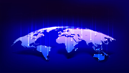 World communication scheme woth shining points. Vector 3d illustration  © tovovan