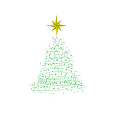 New Year tree consisting of stars on a white background.Vector