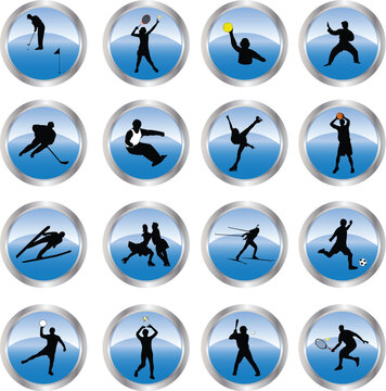 buttons with sportsman collection - vector