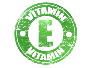 Vitamin E label in grunge rubber stamp effect