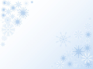 Blue vector background with different snowflakes