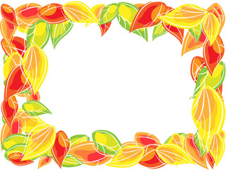 Obraz premium Vector frame with multi colored leaves