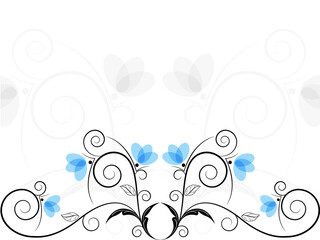 Fototapeta na wymiar Vector picture of black and blue floral bizarre background