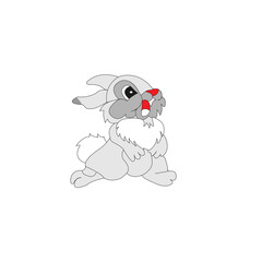 Beautiful, gray rabbit on a white background.Vector illustration